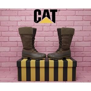 🔥CAT  🤎💛🤎 Utility Boots Chocolate Brown Suede Faux Fur Rugged Edgy Western-6